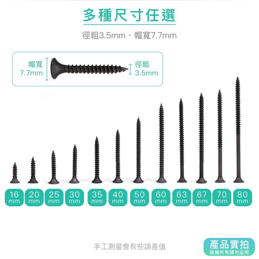現貨｜高強度喇叭頭螺絲-黑色M3.5mm｜十字/木工螺絲/沉頭螺絲/五金【1home】-細節圖2