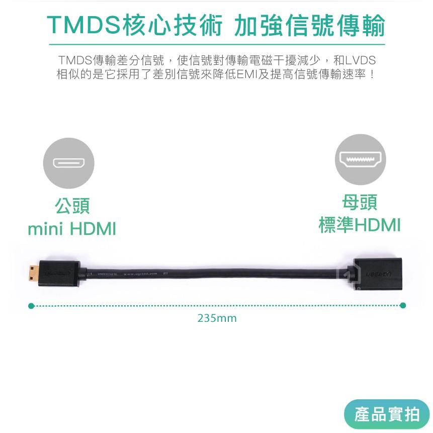 現貨｜綠聯HDMI轉mini HDMI轉接短線｜UGREEN/轉接頭/連接線/訊號連接/影音同步/4K【1home】-細節圖2