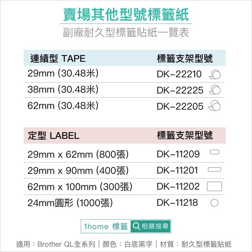 DK-11201 耐久型副廠定型標籤帶(29x90mm白底黑字)｜Brother兄弟標籤機型專用貼紙【1home】-細節圖7