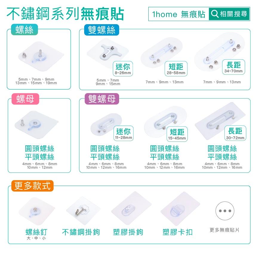 16mm不鏽鋼三螺母無痕貼+平頭螺絲｜掛鉤/免釘免鑽孔/超黏/無痕螺絲/無痕貼/妙妙貼/監控機支架【1home】-細節圖6