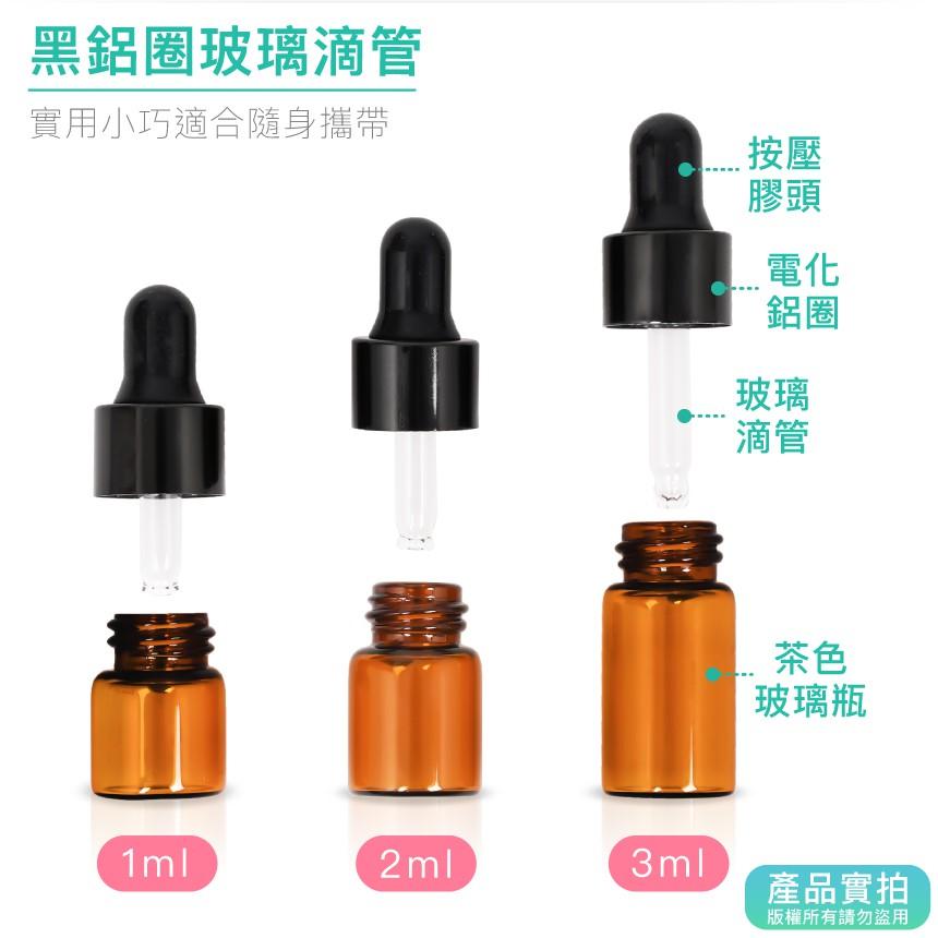 茶色玻璃瓶＋黑鋁滴管｜精油/膠頭滴管/香水/化妝品瓶/空瓶子/試用瓶/分裝瓶/瓶罐【1home】-細節圖3