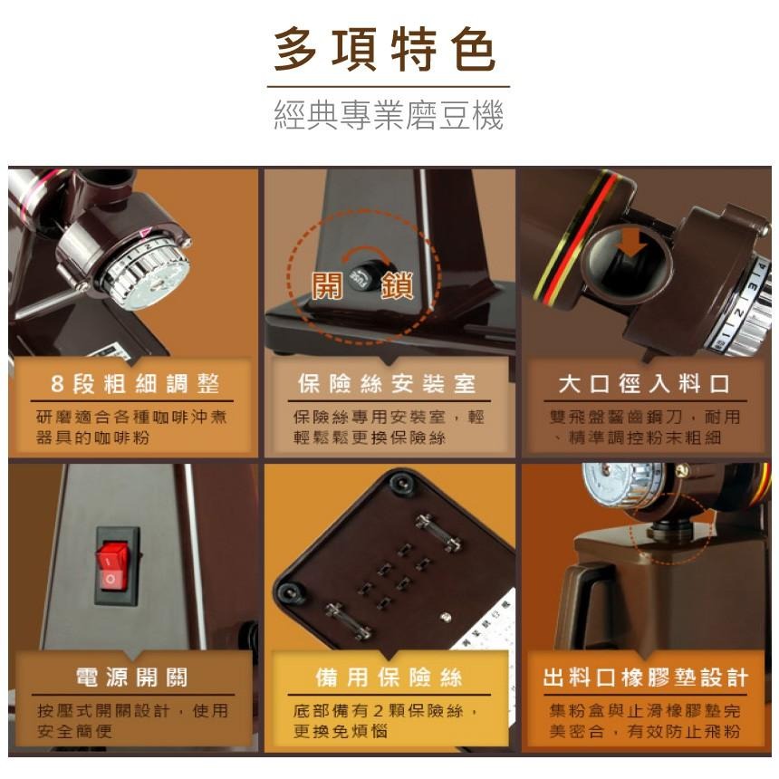 專業咖啡豆磨豆機｜八段粗細/大口徑/研磨機/烘培/咖啡【1home】-細節圖4