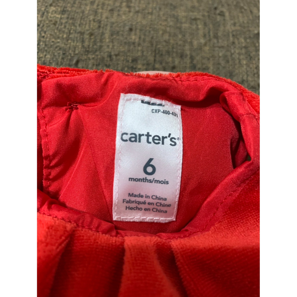 Carter＇s女嬰女寶紅色喜氣洋裝 連身衣 收涎 過年 (二手)-細節圖3