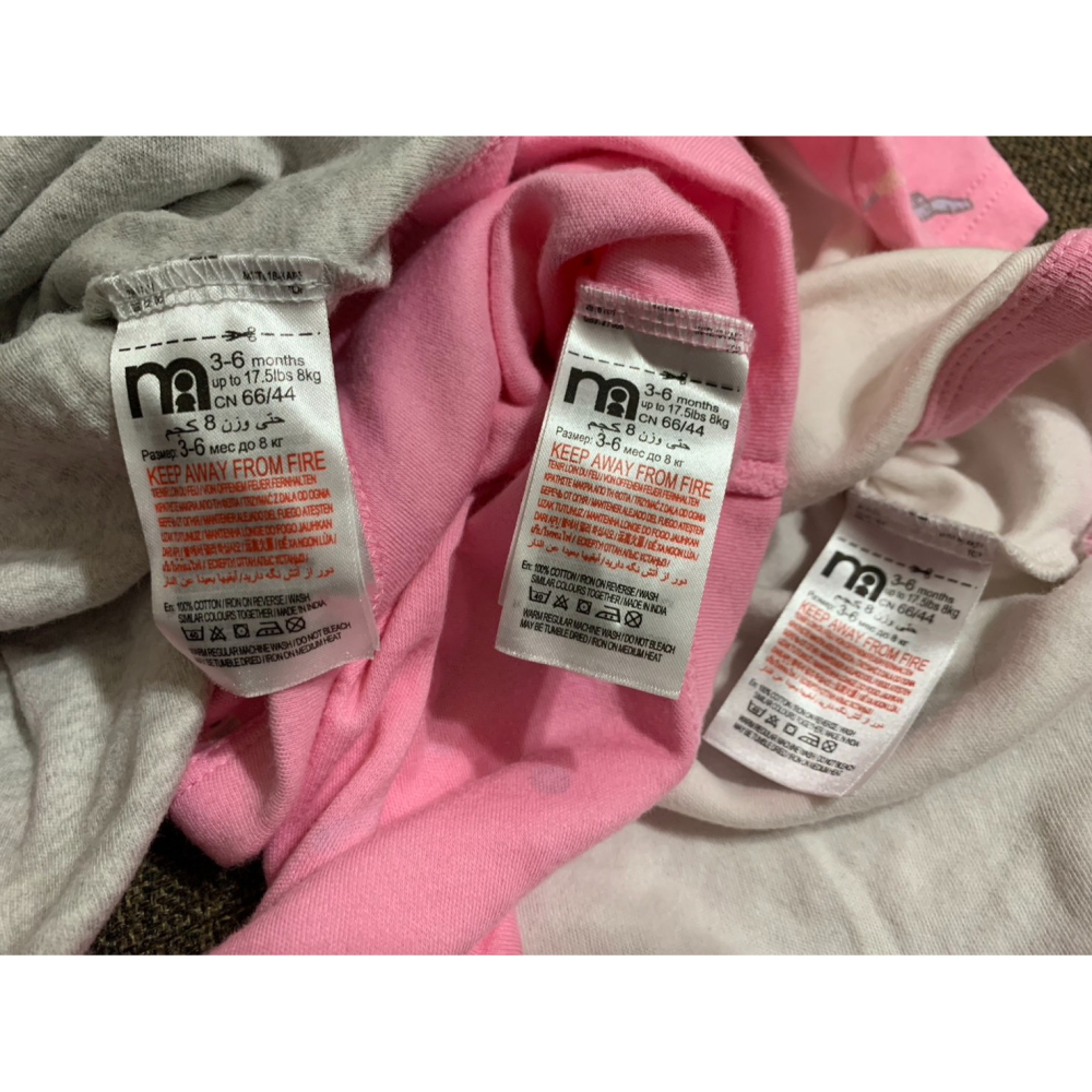 mothercare女寶3-6M長袖包屁衣三件組(二手)-細節圖2