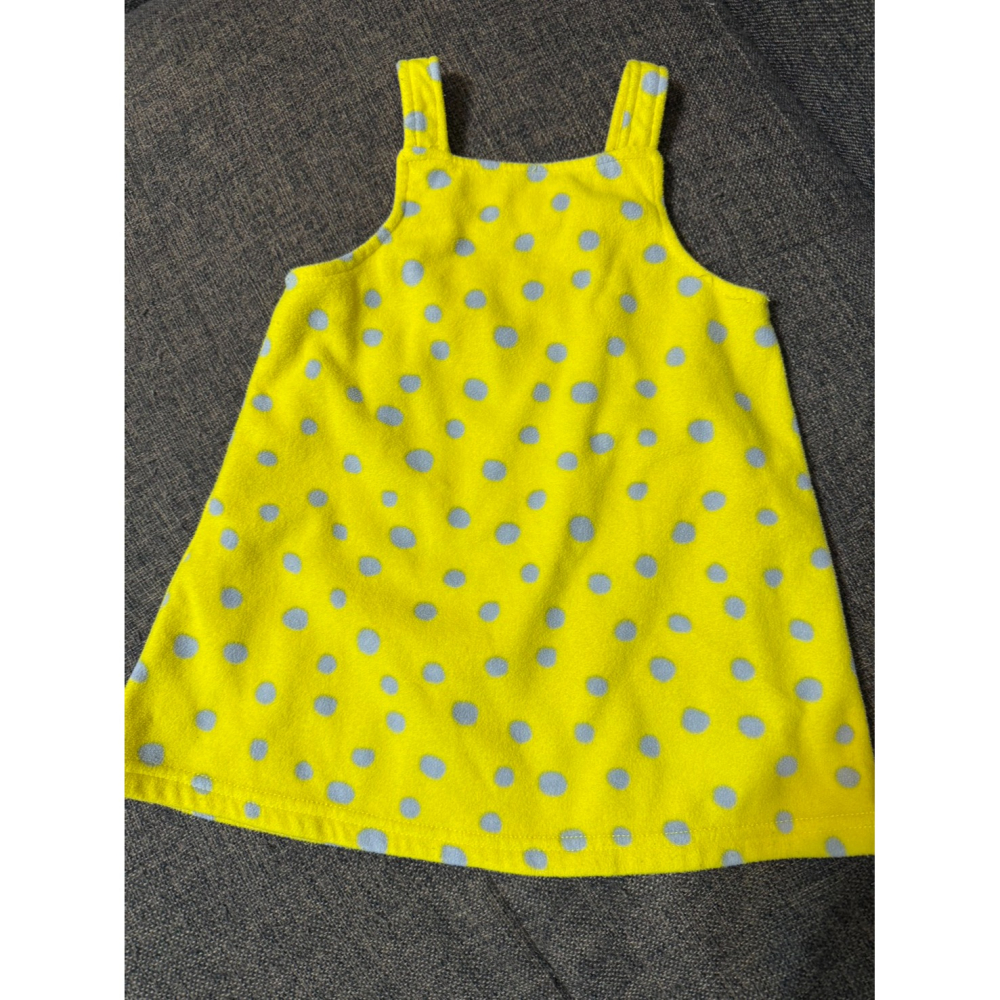 (二手) Carter＇s 女寶黃底灰點吊帶裙/連身裙/洋裝(12M)-細節圖2