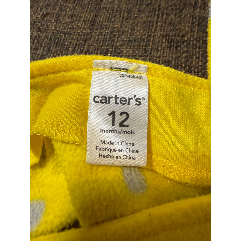 (二手) Carter＇s 女寶黃底灰點吊帶裙/連身裙/洋裝(12M)-細節圖4