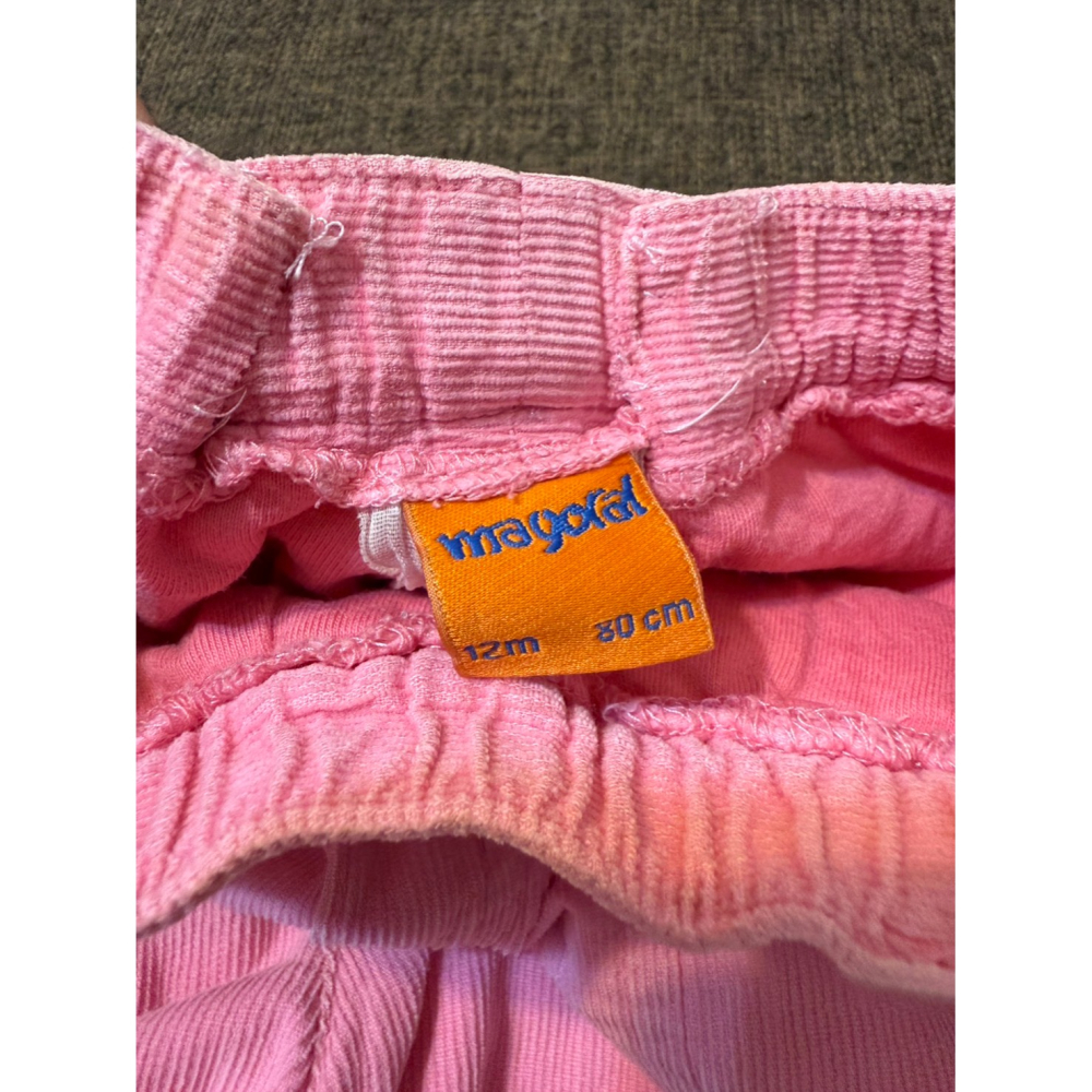 (二手近新) Mayoral 粉紅色寶寶厚長褲 (12M/80cm)-細節圖3