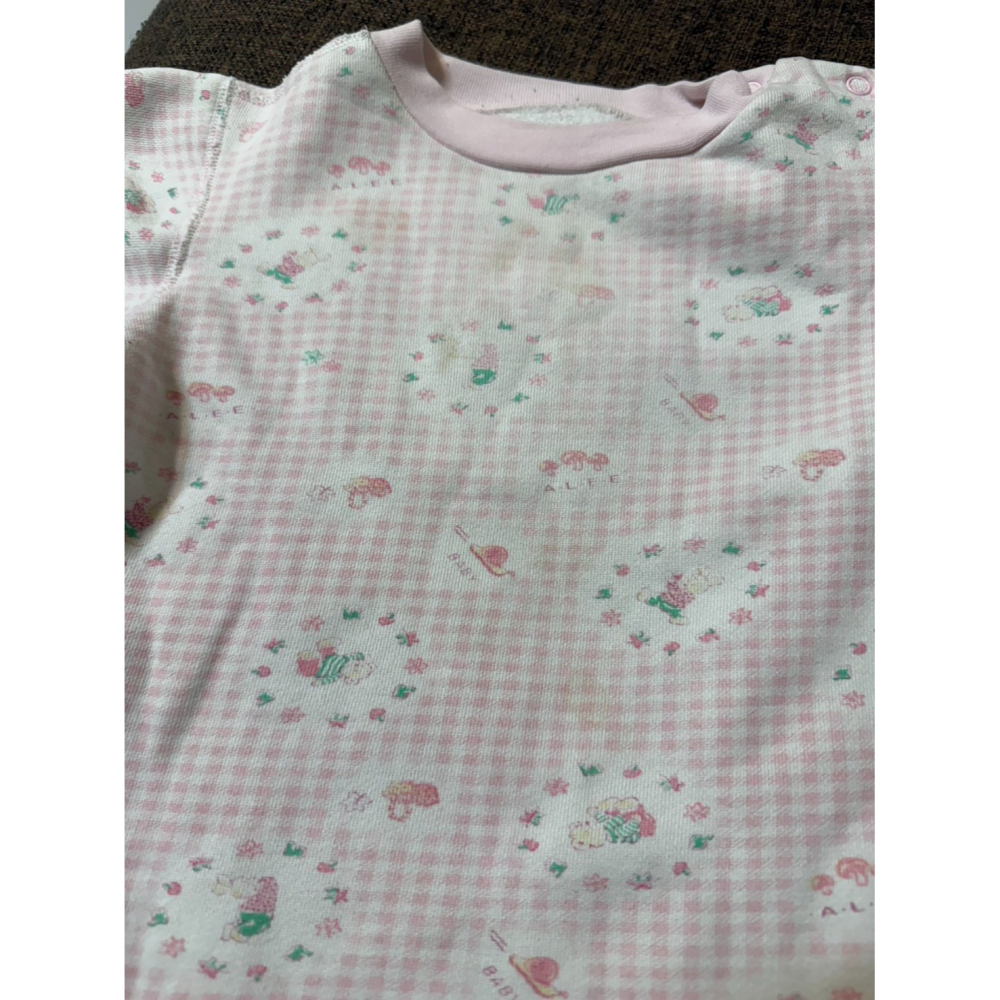 (二手微汙) 粉底動物小花長袖上衣(2Y)-細節圖3