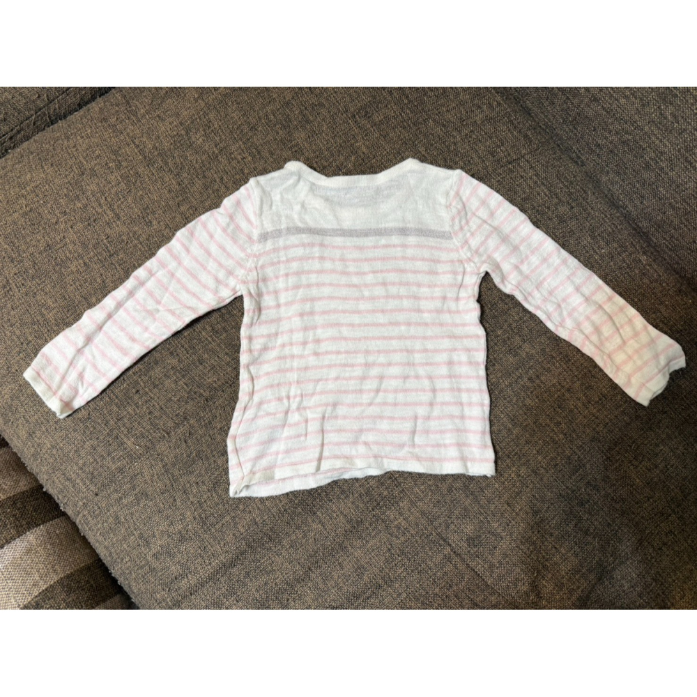 (二手) mothercare 粉色條紋蝴蝶結女寶嬰兒長袖上衣 (9-12M/80cm)-細節圖2