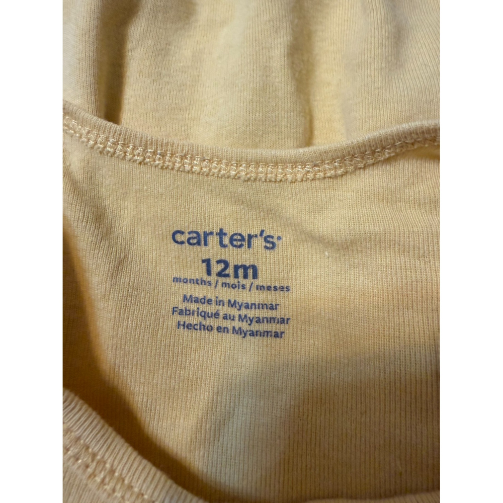 (二手) Carter＇s 黃底小太陽短袖包屁衣 (12M) 男寶 女寶 中性-細節圖4