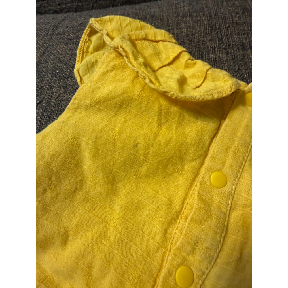 (二手) 麗嬰房 les enphants 薑黃色小瓢蟲小花連身衣 (12M) 女寶外出服-細節圖3