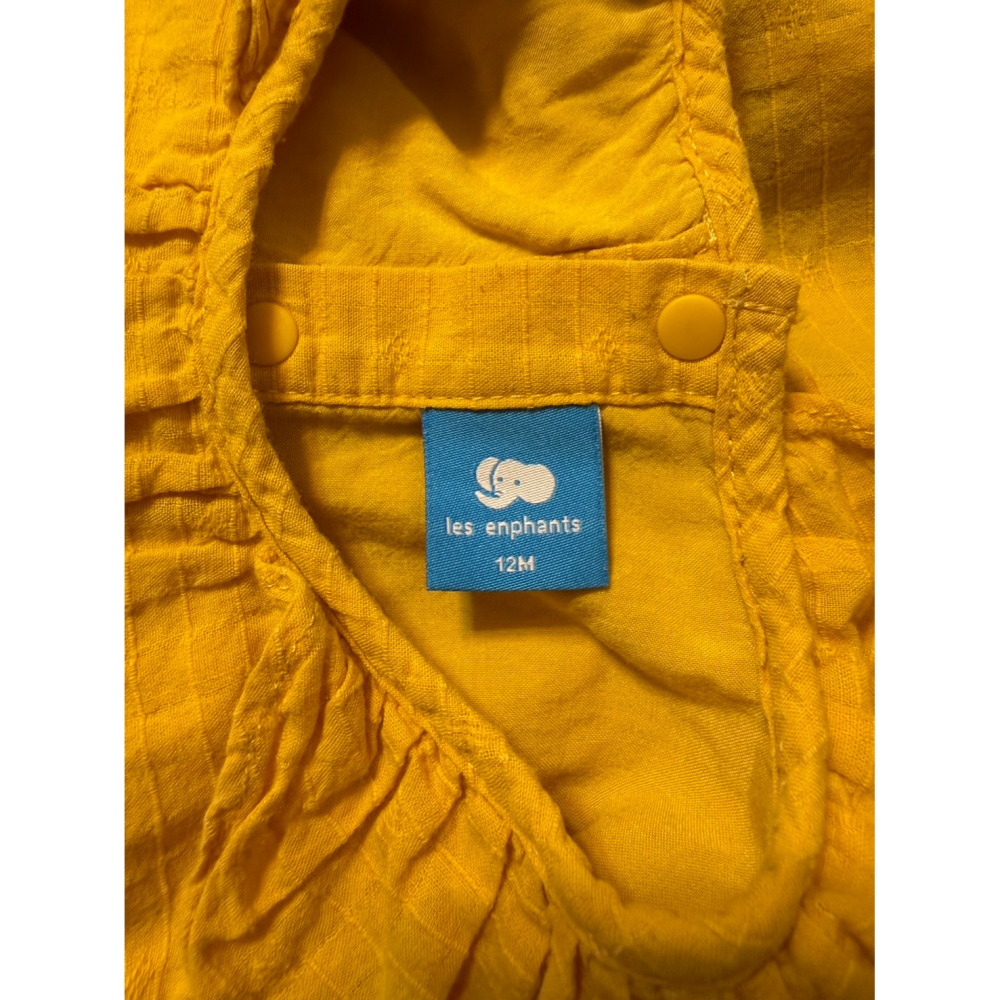(二手) 麗嬰房 les enphants 薑黃色小瓢蟲小花連身衣 (12M) 女寶外出服-細節圖4