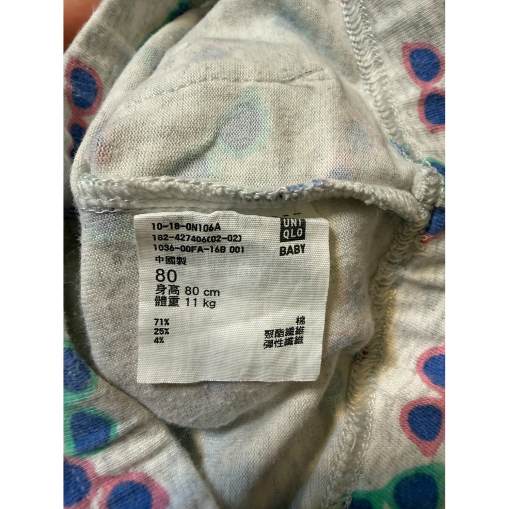 (二手) UNIQLO 灰底太陽眼鏡小短褲 (80cm) 男寶 女寶 中性-細節圖3
