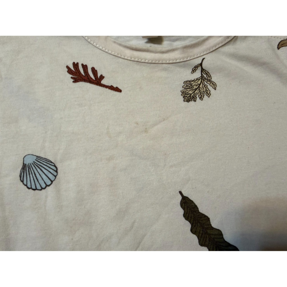 (二手微汙) Organic Zoo OZ 海洋短袖包屁衣 (6-12M) 貝殼 珊瑚 海星 男寶 女寶 中性-細節圖4