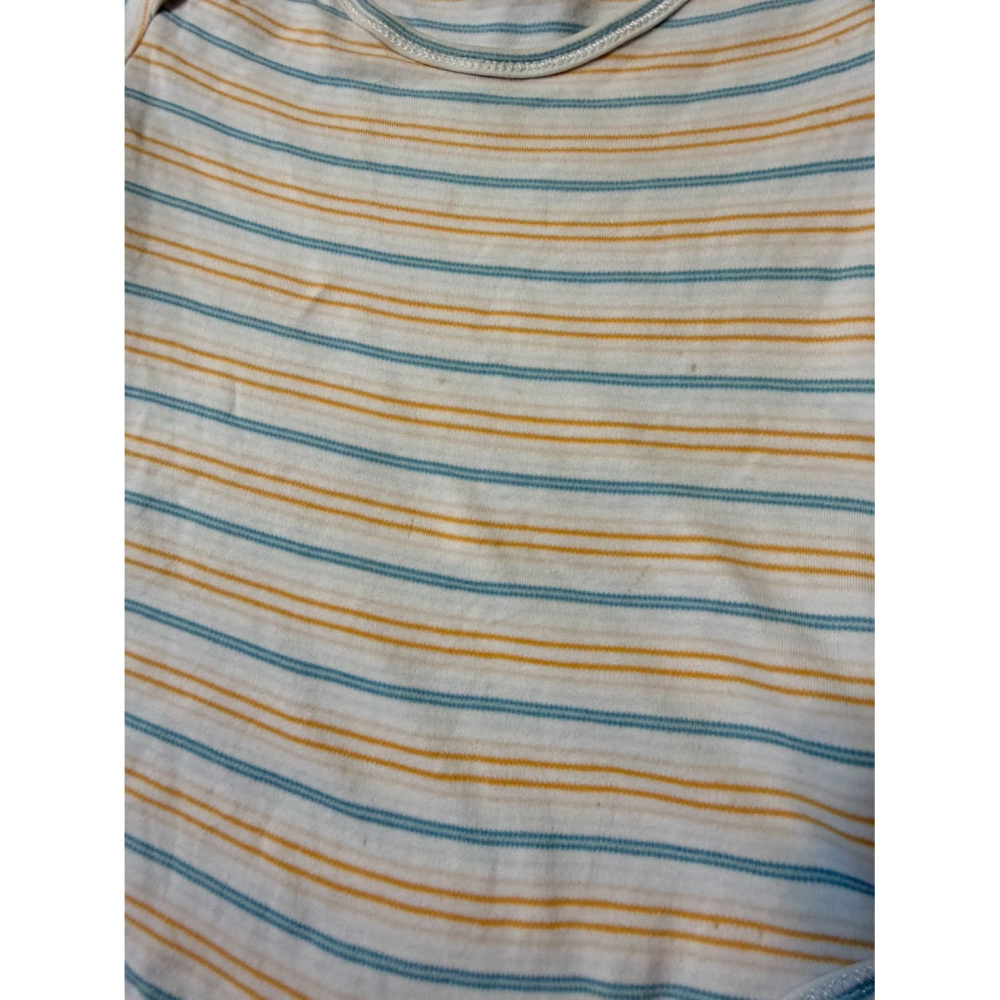 (二手微汙) mothercare 藍黃細條紋短袖包屁衣 (9-12M/80cm) 男寶 女寶 中性-細節圖4