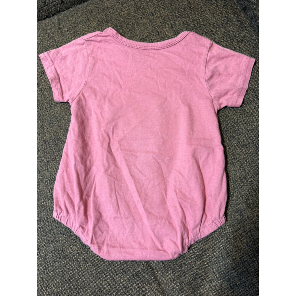 (二手) 台灣製粉紅底米奇短袖包屁衣 (2號/6M) 女寶 男寶 mickey mouse-細節圖2