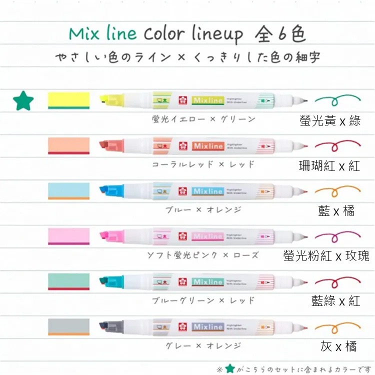 SAKURA櫻花牌 Mix Line 撞色螢光雙頭筆-細節圖3