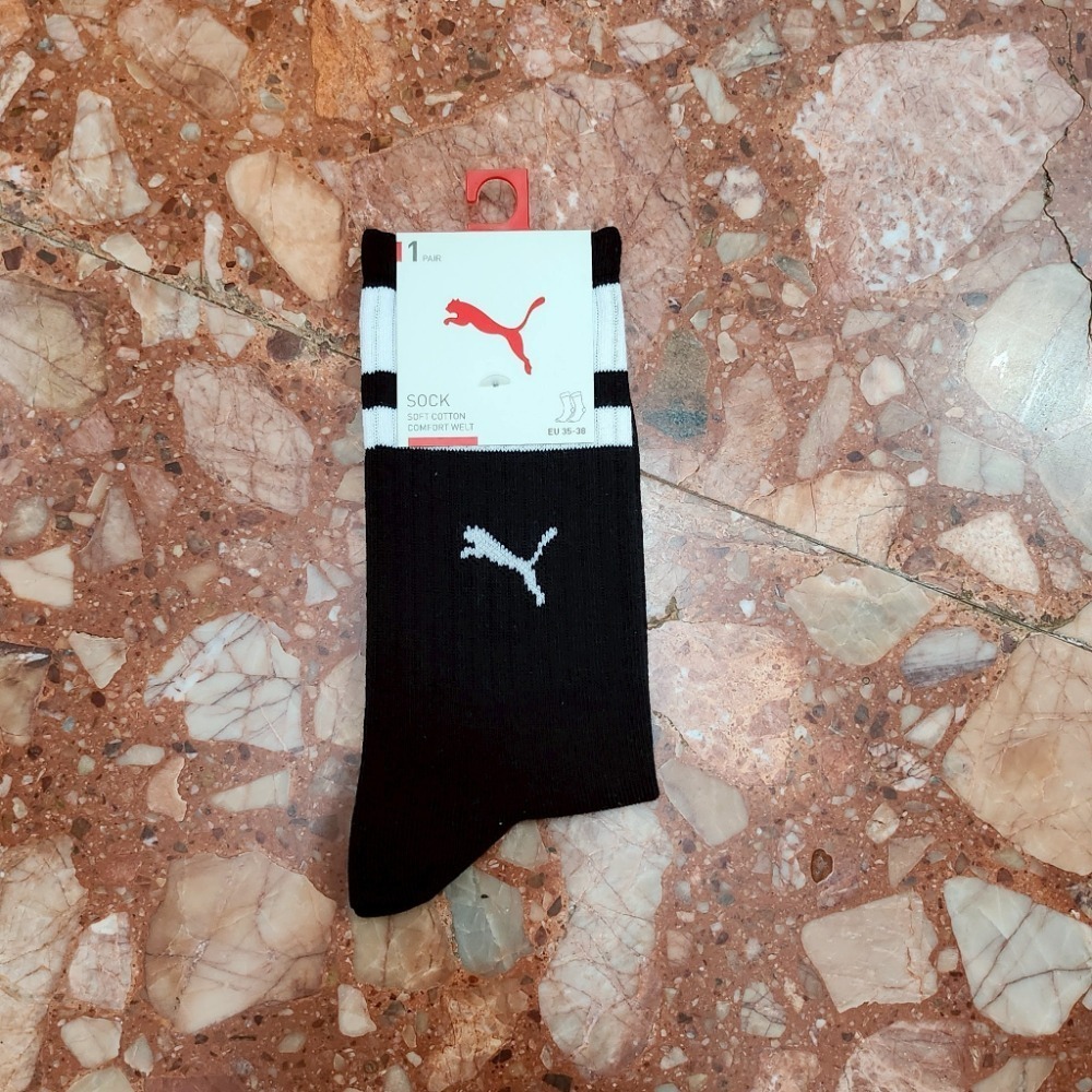 LOGO雙線中筒襪-黑(一入)