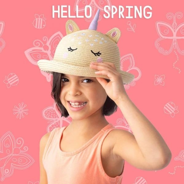 Flapjackkids✅防曬透氣編織帽-獨角獸-細節圖2