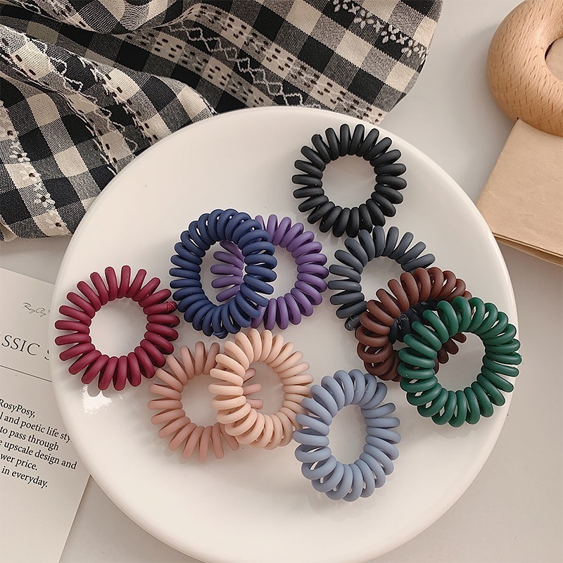 霧面電話線髮圈 3.5cm 電話線髮圈 【快速出貨】磨砂 霧面 髮圈 韓系髮飾 莫蘭迪髮圈 高彈力 無痕髮圈 韓系髮圈-細節圖2