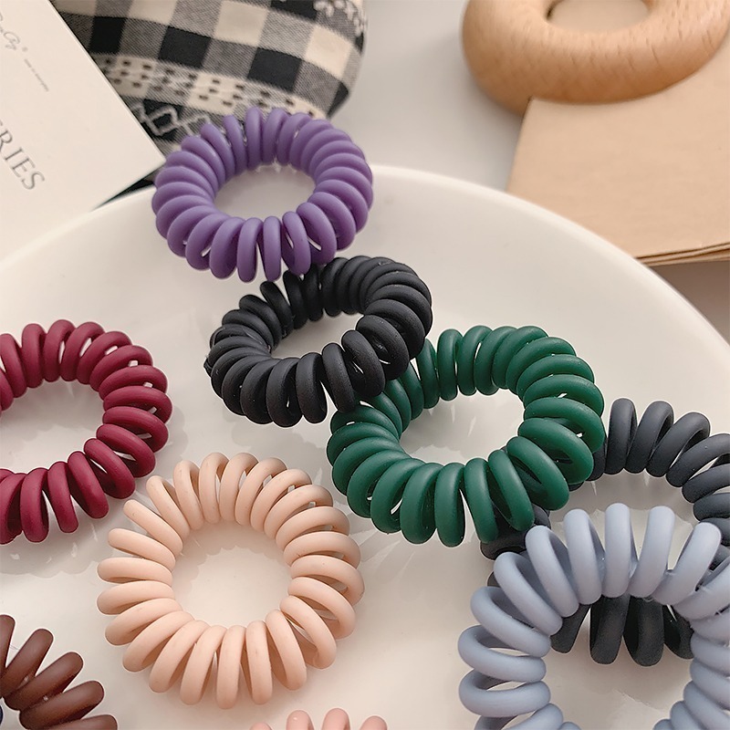 霧面電話線髮圈 3.5cm 電話線髮圈 【快速出貨】磨砂 霧面 髮圈 韓系髮飾 莫蘭迪髮圈 高彈力 無痕髮圈 韓系髮圈-細節圖3