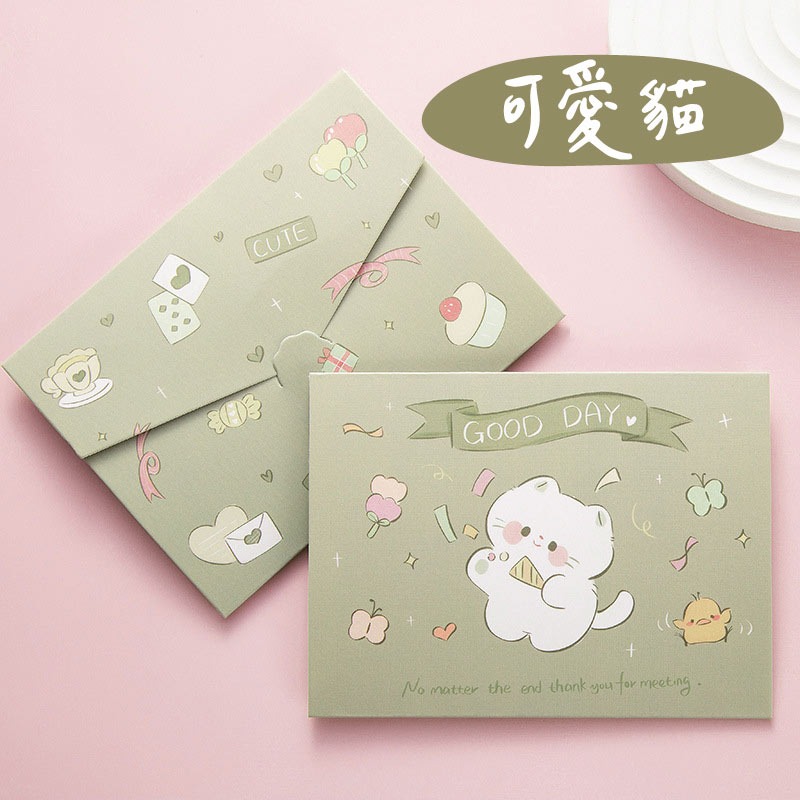 三折疊可愛風賀卡 摺疊小卡片【快速出貨】 祝福小卡 禮物卡片 小卡片 摺疊卡片 文具 卡片 可愛卡片 三折卡片-細節圖9