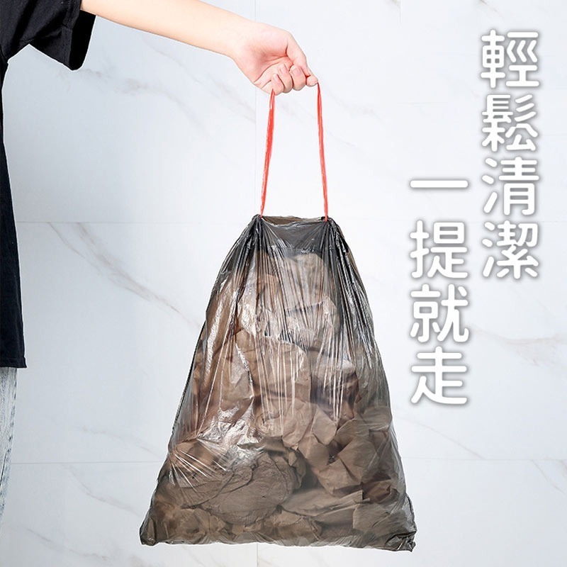 抽繩垃圾袋 垃圾袋 提把垃圾袋 清潔袋 廚房垃圾袋 【1捲15入】手提垃圾袋 縮口垃圾袋 束口垃圾袋-細節圖8