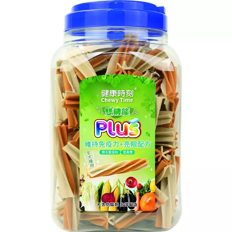 JPC 健康時刻 全犬螺旋多效潔牙骨  桶裝1300g 產地:台灣-規格圖1