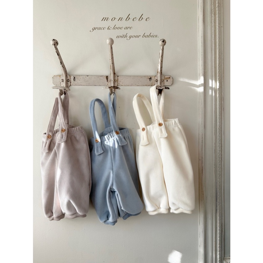 吊帶褲｜Monbebe W골지멜빵 팬츠-細節圖2