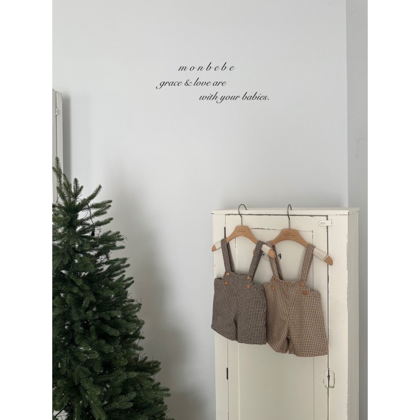 吊帶褲｜Monbebe 윈도우 체크 멜빵팬츠-細節圖3