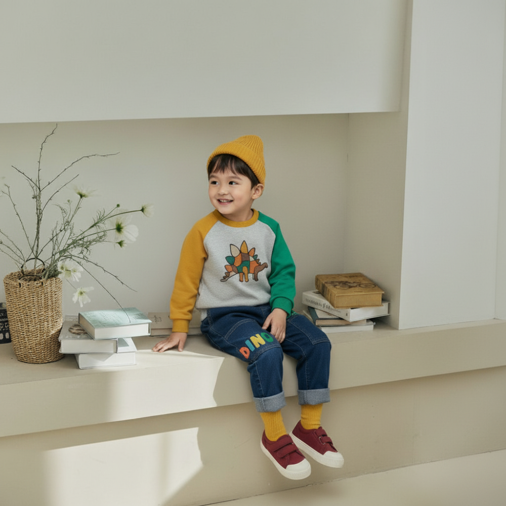 上衣｜orange mom 부클공룡배색나그랑티-細節圖2