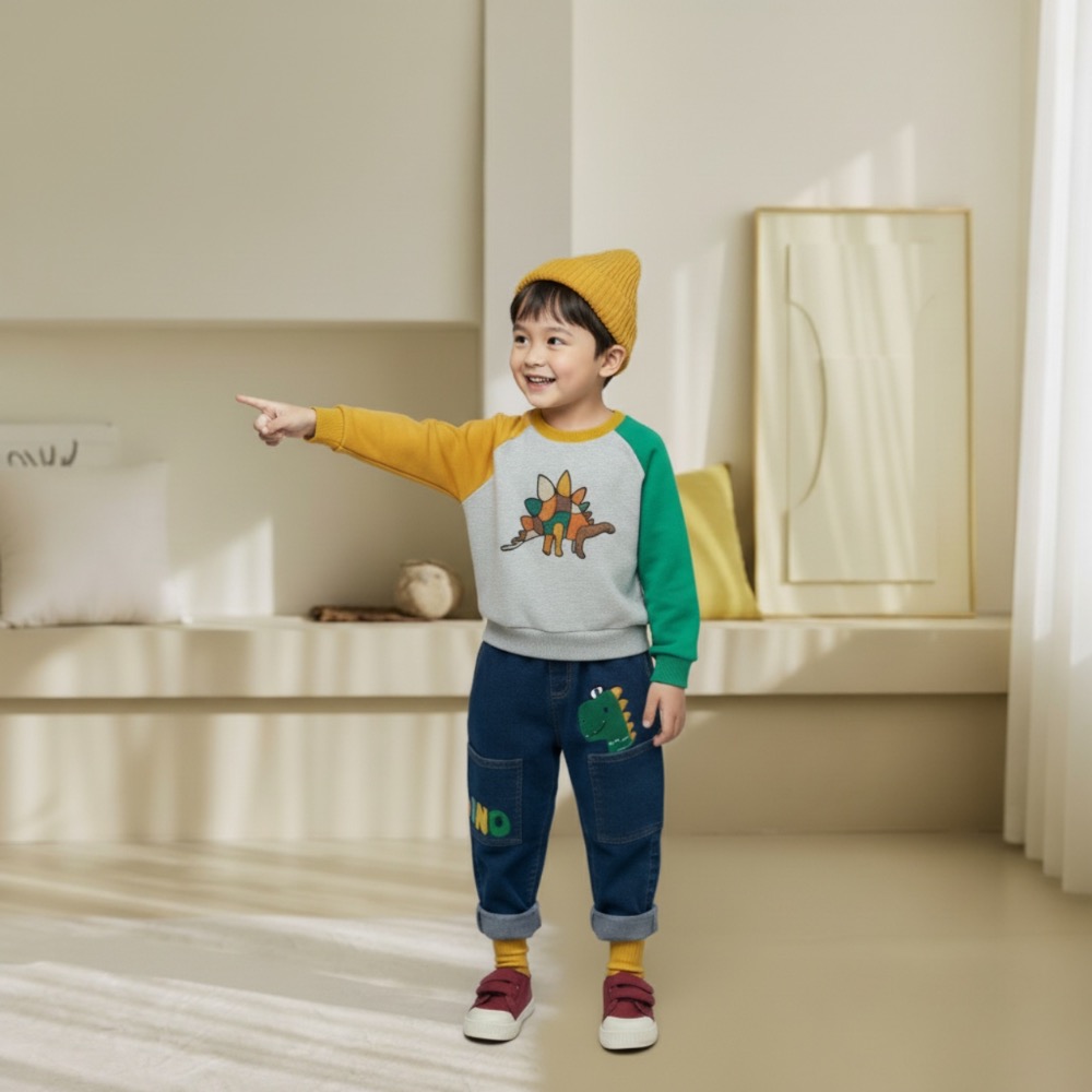 上衣｜orange mom 부클공룡배색나그랑티-細節圖3