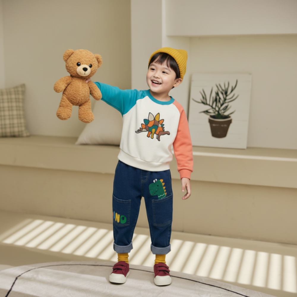 上衣｜orange mom 부클공룡배색나그랑티-細節圖5