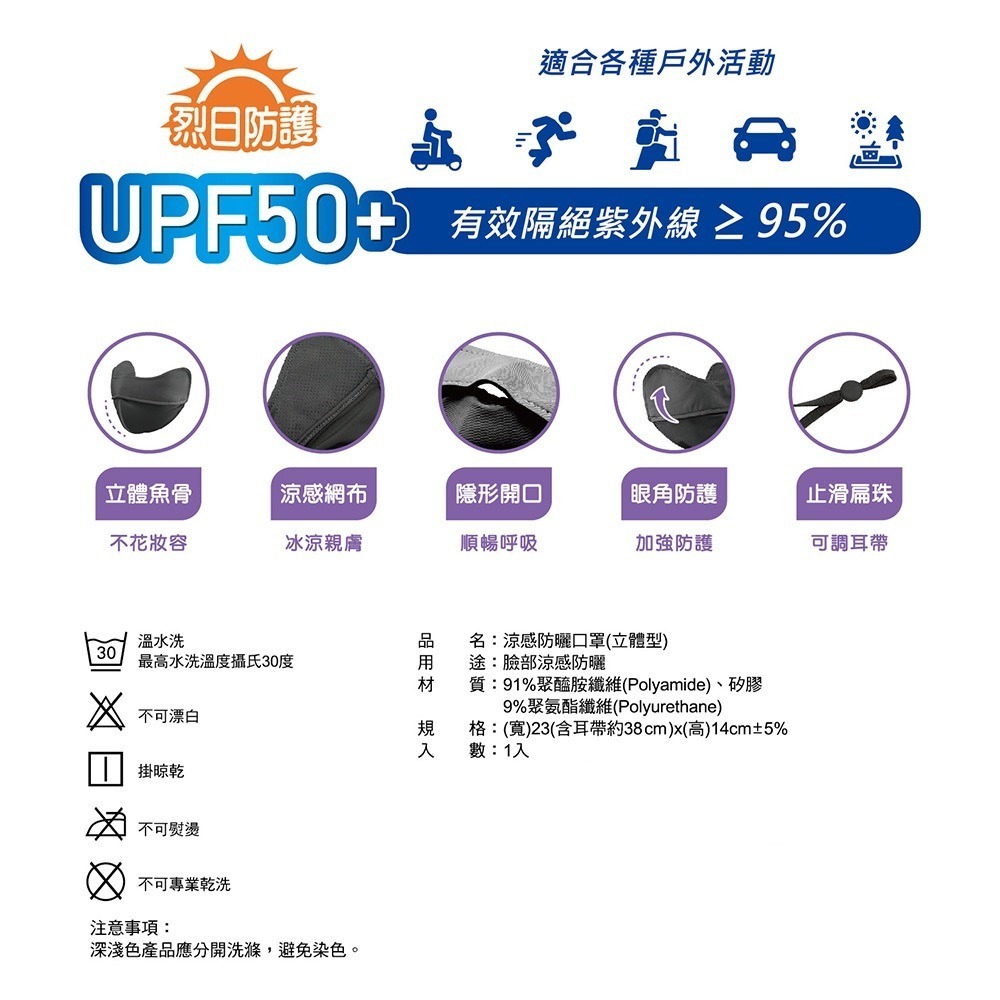涼感防曬口罩【小閨祕】涼感 防曬 口罩 夏天 避暑 戶外-細節圖5