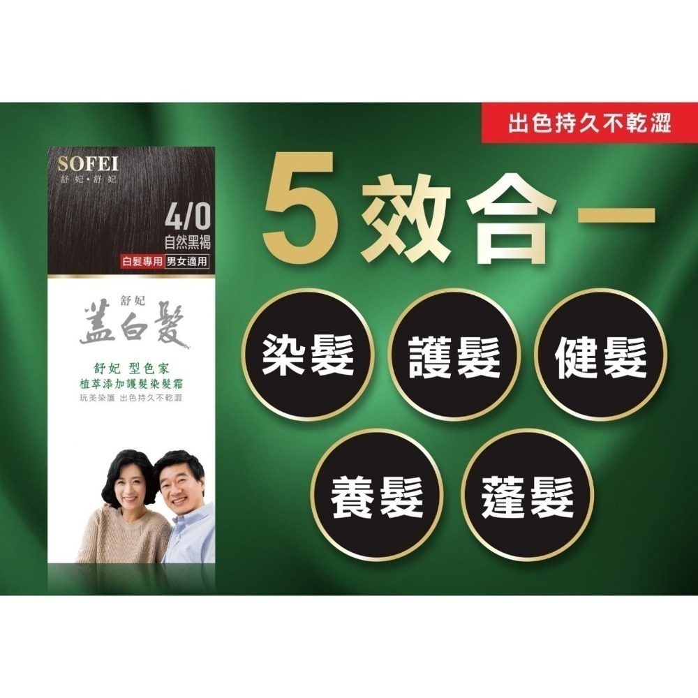 SOFEI 舒妃 型色家植萃添加護髮染髮霜(蓋白‧植柔) 鉑金黑 自然黑褐 夜空紫 自然栗 琥珀棕-細節圖8