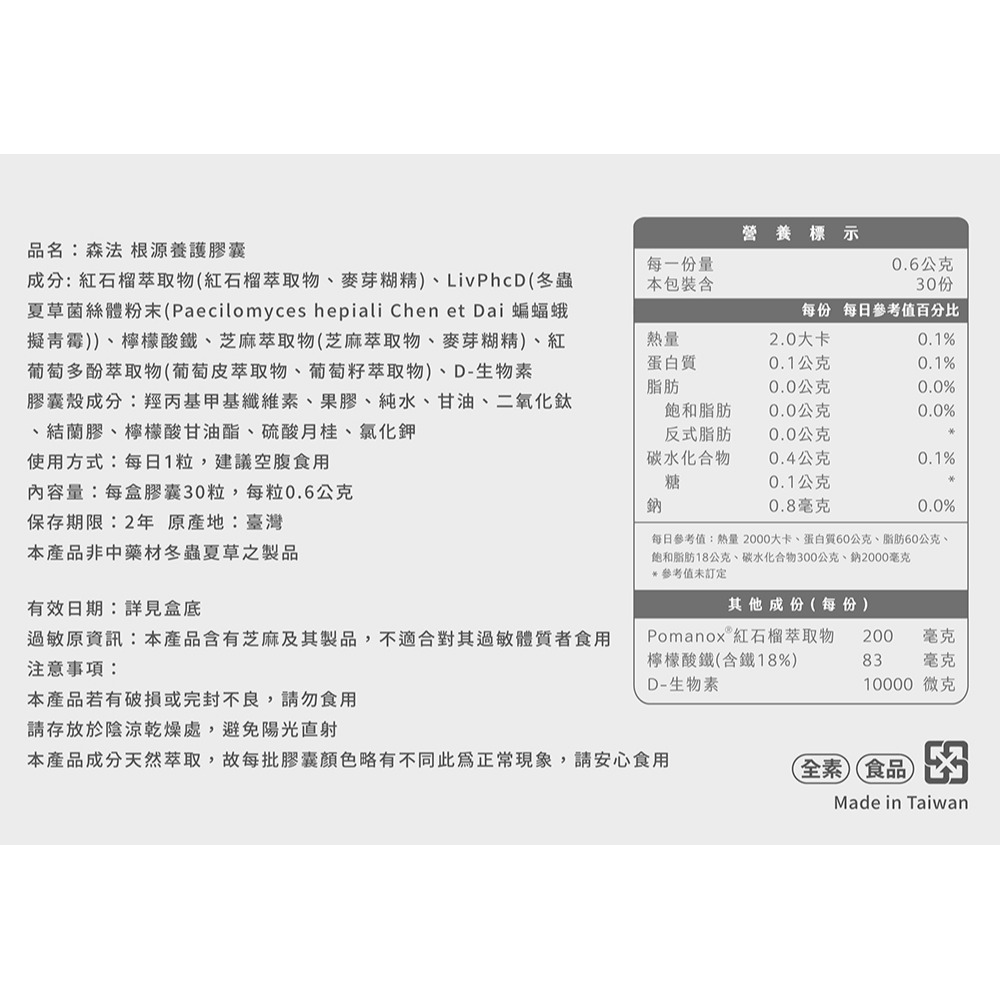 森法 根源養護膠囊0.6gx30粒*1【贈】秀髮修護精華油100ml*1+神奇順髮魔麗梳mini版 顏色隨機*1-細節圖7