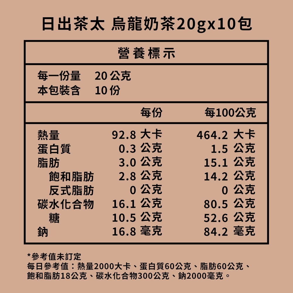 日出茶太 烏龍奶茶20gx10包-細節圖4