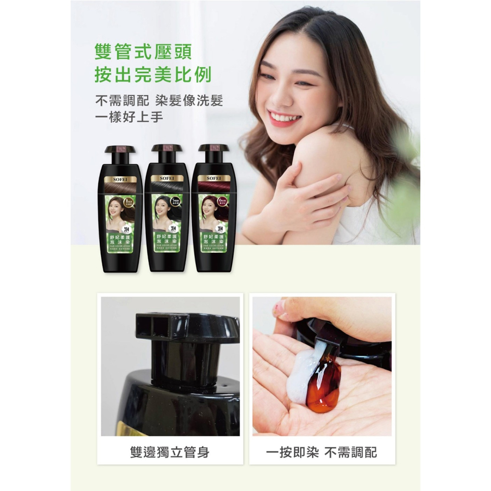 SOFEI舒妃 柔護泡沫染髮液 NO.6玫瑰栗子紅320ml-細節圖3