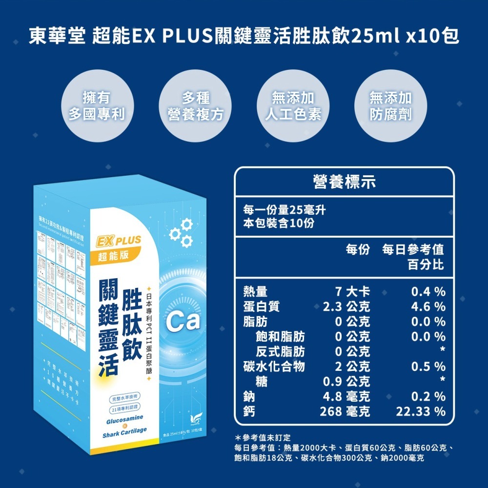 東華堂 超能EX PLUS關鍵靈活胜肽飲25mlx10包*1-細節圖11