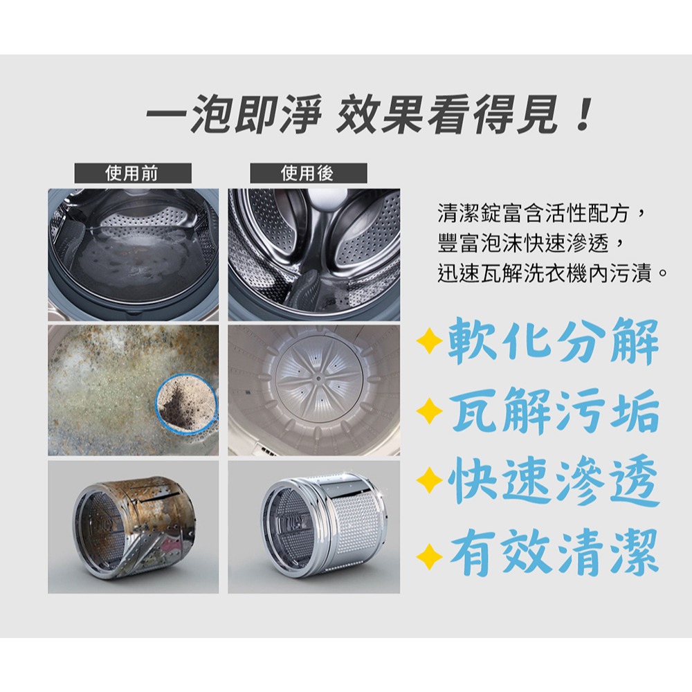 梅歐媽媽 洗衣機槽清潔錠10入*3-細節圖2