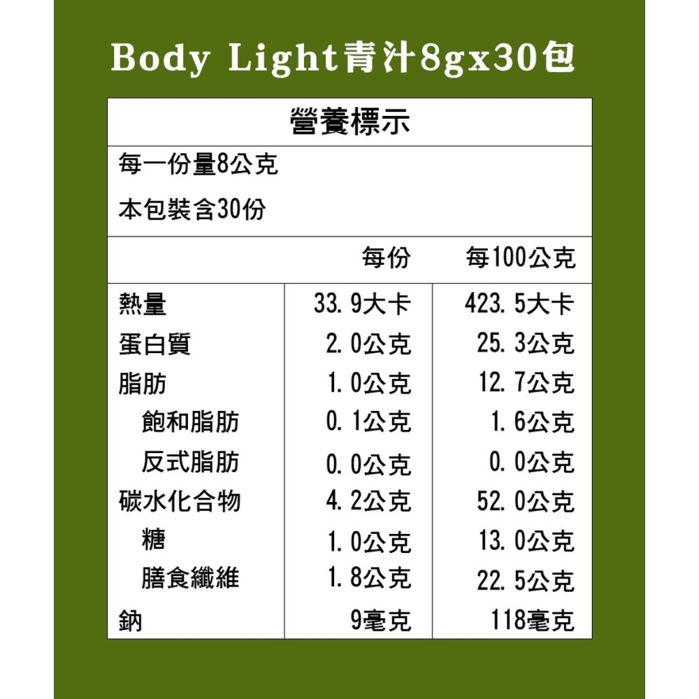 Body Light青汁酵素粉8g*30包*1 效期2026.05.13【贈】KHDR. 蘋果柑橘果膠15gx4包*2-細節圖6