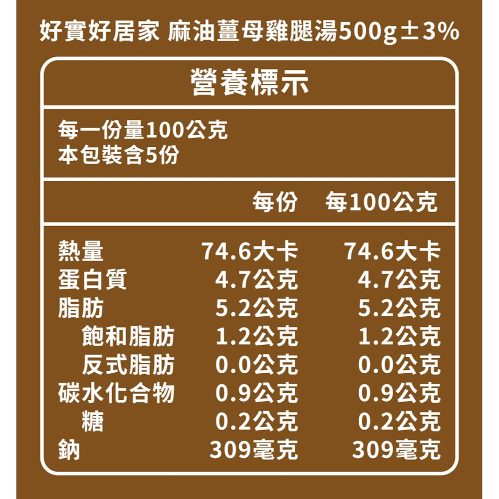好實好居家 雞腿湯2入組 (500g/盒 麻油薑母/香菇 各1) 效期2026.04.15-細節圖6
