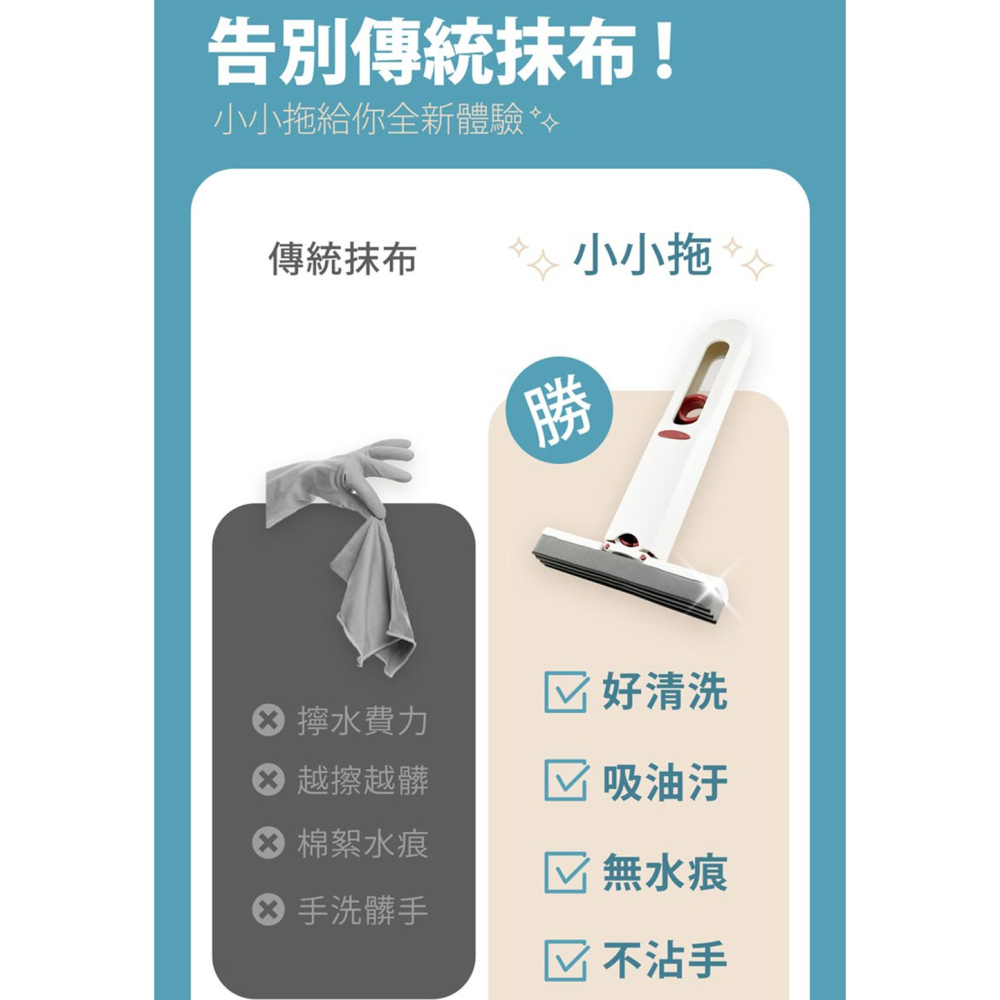 闔樂泰 免手洗多用途小小拖組3桿6棉*1【贈】SPEEDS. 極超細纖維家事布30x30cmx3條入*2-細節圖3