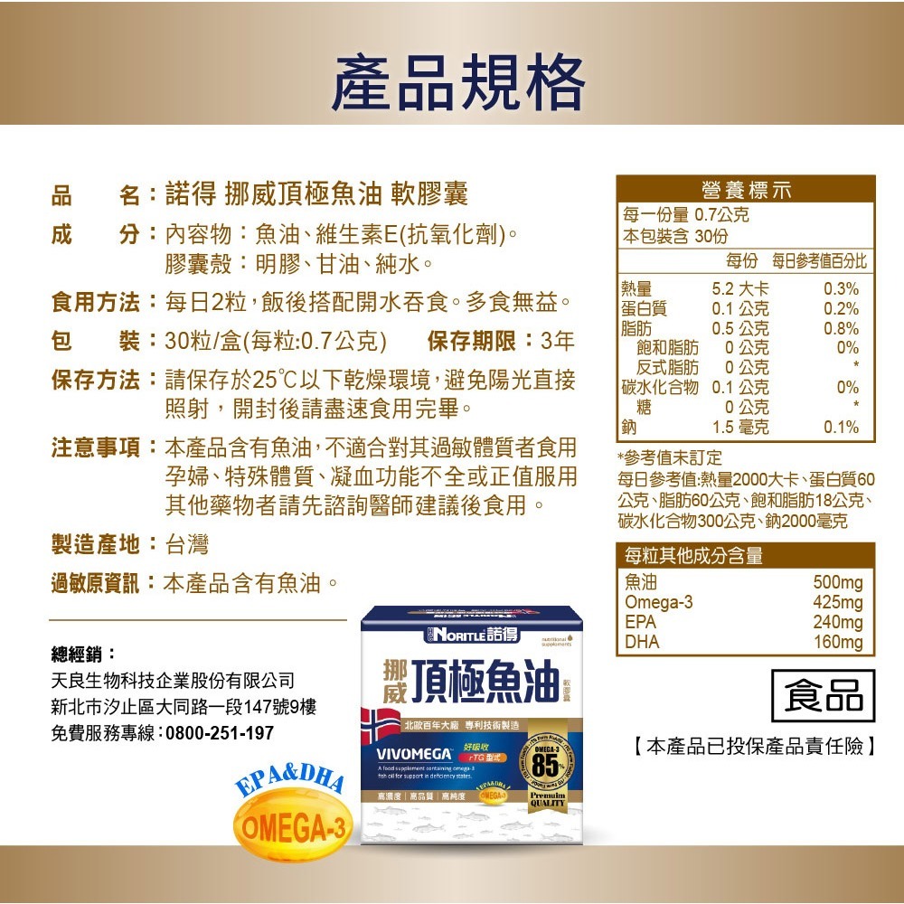 NORITLE諾得 挪威頂極魚油軟膠囊0.7gx30粒*1【贈】久保雅司 水亮好世界 葉黃素695.4mgx30粒*1-細節圖8