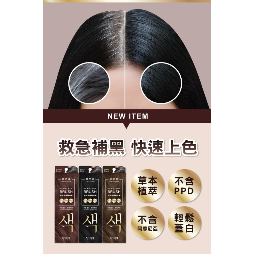 SOFEI舒妃 救急蓋白筆*1 (自然黑/自然栗/琥珀棕 任選)【贈】舒妃自然匯 綠咖啡強韌防斷落洗髮精300ml*1-細節圖4