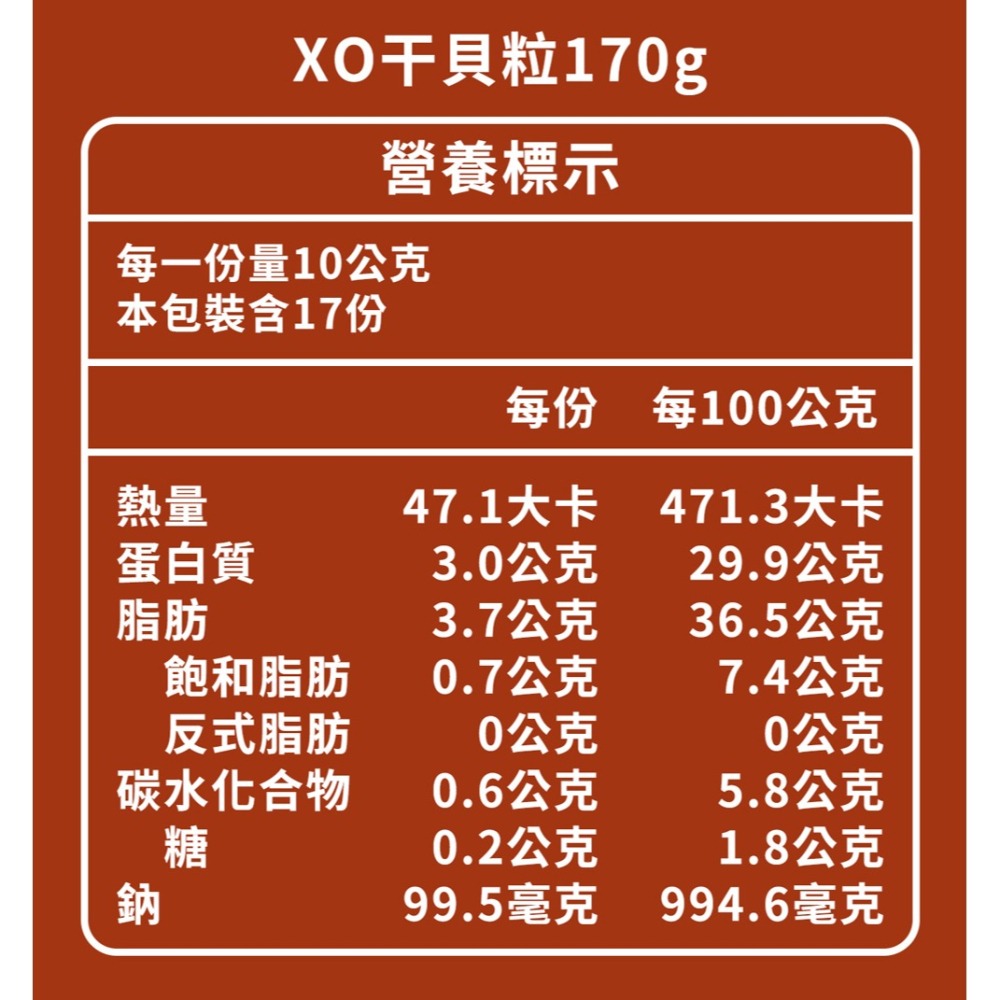 鱻旺 XO干貝粒170g*1效期2026.10.21【贈】好實好居家 秀珍菇脆脆(全素)50g*1效期2026.7.21-細節圖3
