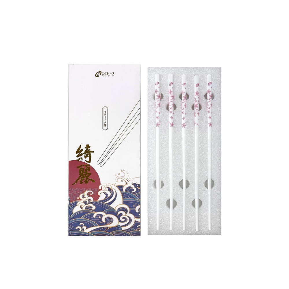 FUJI-GRACE 富士雅麗 陶瓷筷禮盒組(五雙入)*1 (粉櫻/靛藍 任選)-規格圖8