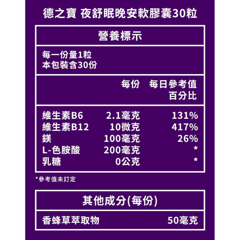 德之寶 夜舒眠晚安軟膠囊30粒*1【贈】三五生技 三五藜麥B群570mgx30顆*1-細節圖7