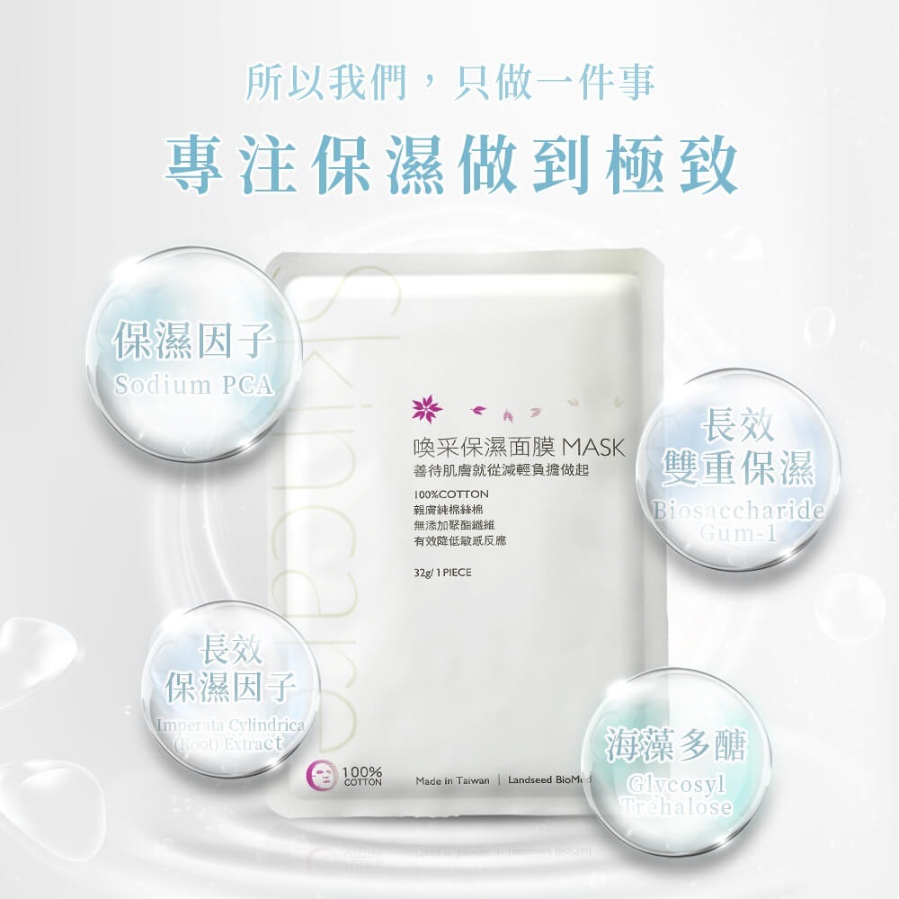 聯新生技 水肌ING喚采保濕面膜32g*3【贈】YAMARAKU 一機三體導入按摩儀*1-細節圖2