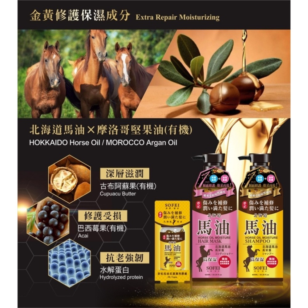 SOFEI舒妃 護髮2入組 (馬油柔護調理膠囊 28顆/盒+優油美露激霜80ml 各*1)-細節圖5